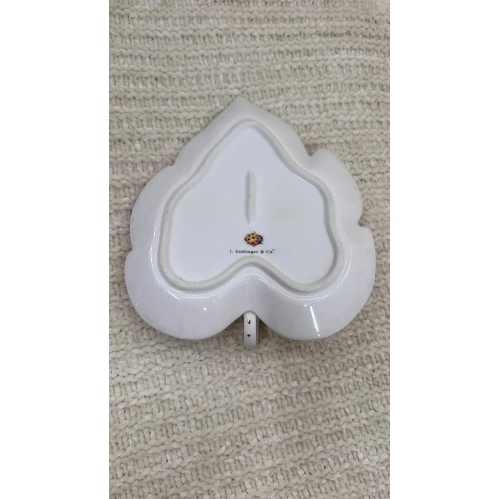 I Godinger & Co Leaf Dish Butterfly Porcelain Trinket‎ Dish Candy Tray Gold Trim